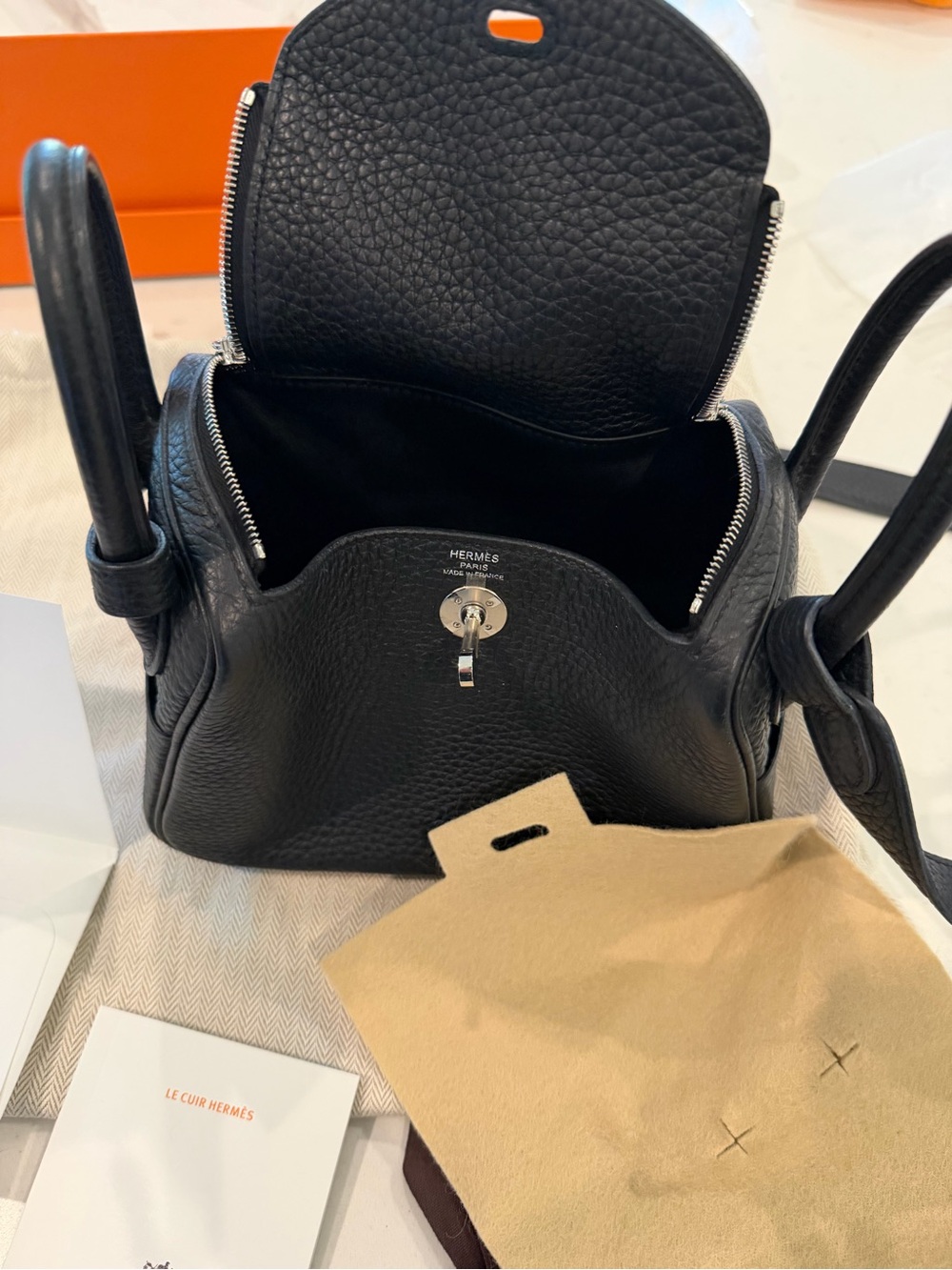 Hermes Black Mini Lindy Black Noir Palladium Hardware PHW